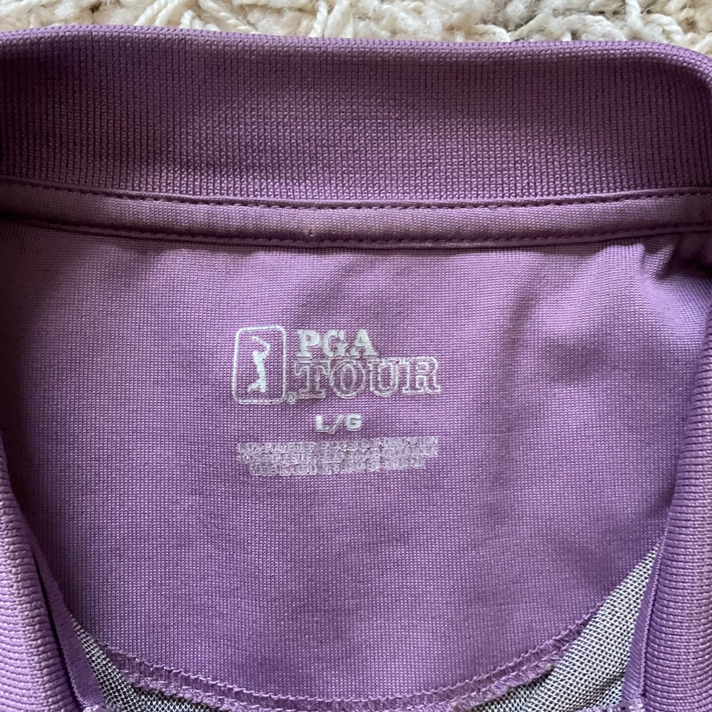 PGA Tour Mens Large Purple Plaid Textured‎ Short Sleeve Golf Polo Shirt - Picture 2 of 15